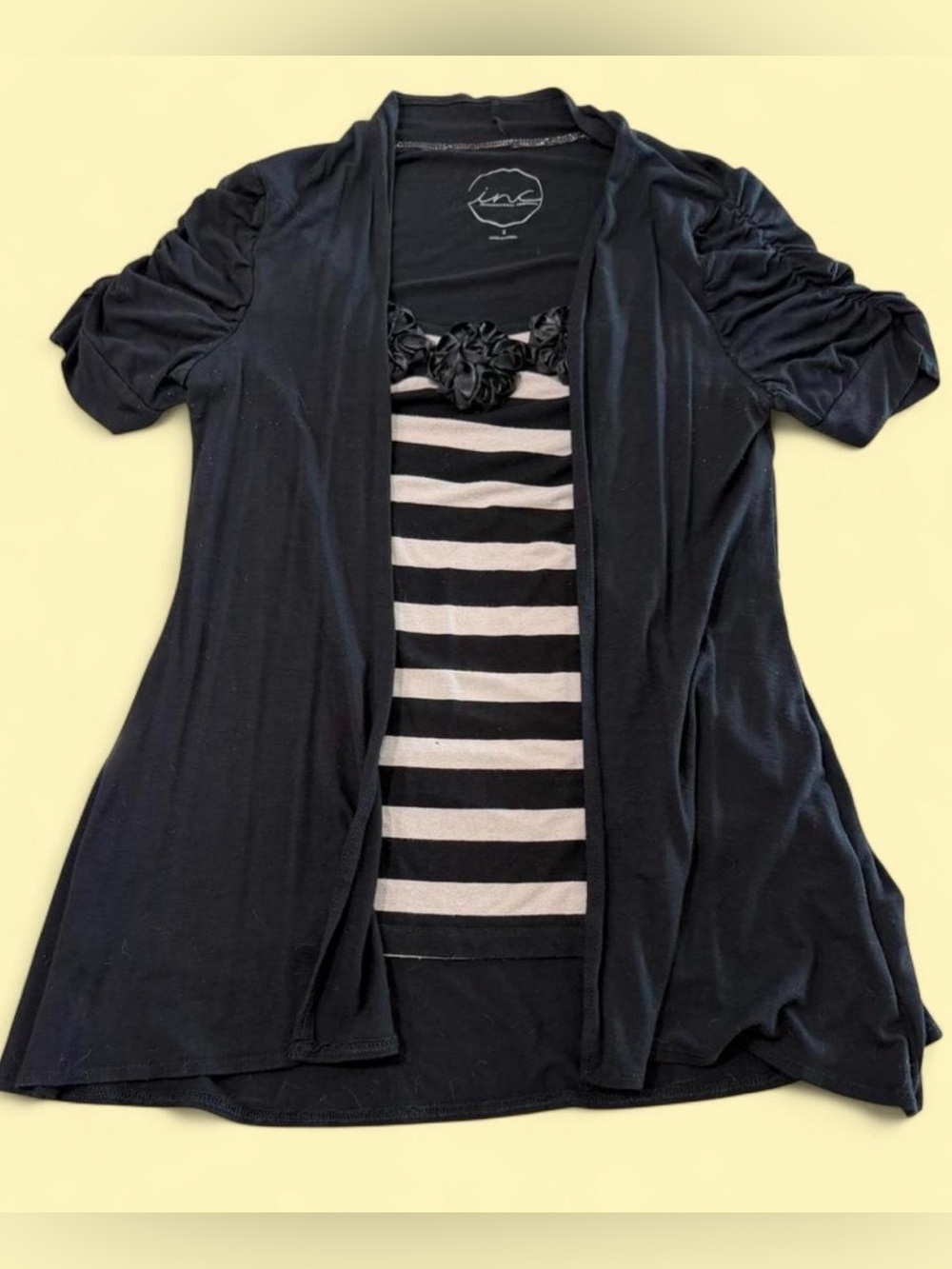 INC International Concepts Black Women's Lightweight Cardigan.